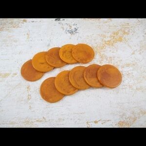 Bakelite Vintage Lot of 10 Marbled Butterscotch Poker Chips Jewelry Crafts Etc